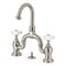 Kingston Brass Bridge Bathroom Faucet with Brass Pop-Up, Brushed Nickel KS7998PX - alternate 1